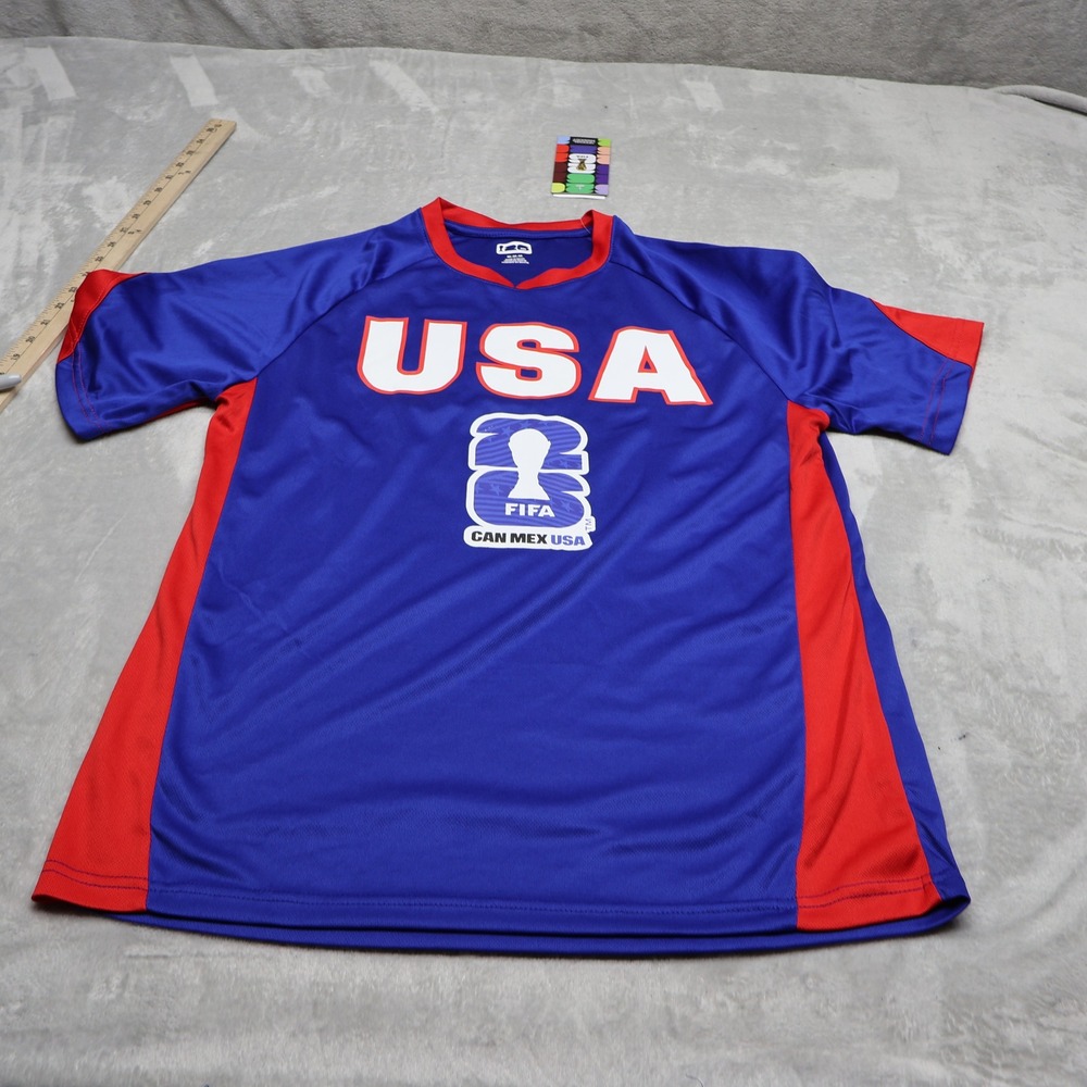 FIFA 2026 World Cup Shirt Mens Medium Blue CanMexUSA Soccer Fan Jersey $25 NEW
